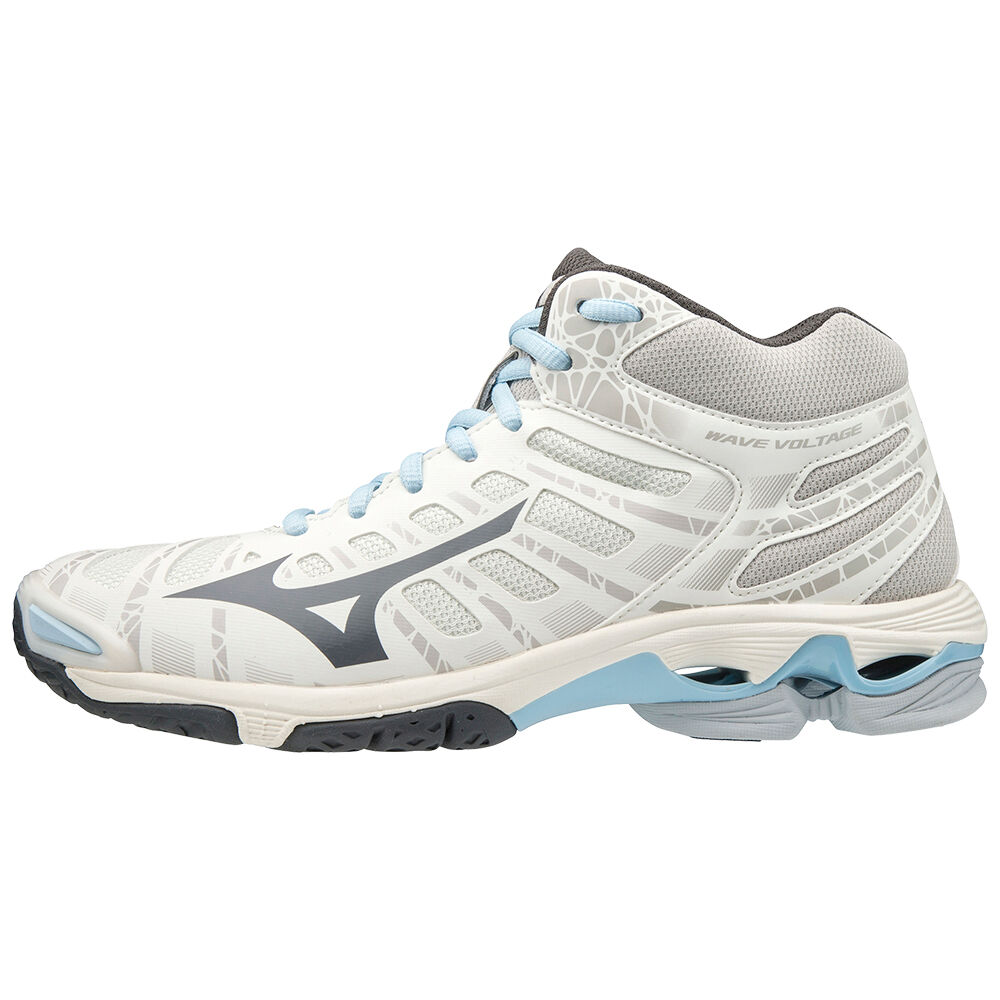 Damske Volejbalove Tenisky Mizuno Wave Voltage Mid Biele/Siva Vypredaj GCUM26915
